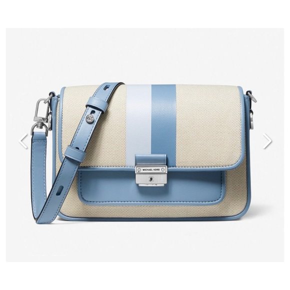 MICHAEL Kors Bradshaw Small Messenger Extra Strap Snap Closure Chambray Blue - Picture 2 of 9